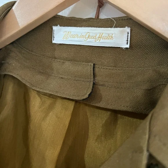 Vintage 70s A Line Trench Coat White Piping Indie Sleaze M - Picture 7 of 11